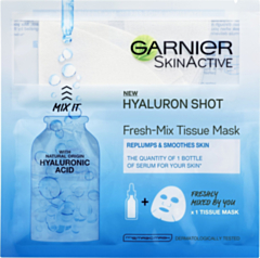 2 X Maschera Viso Garnier Skin Active con Tessuto e Siero - Hyaluron Shot Replumps & Smoothes Skin, 33gr - Import