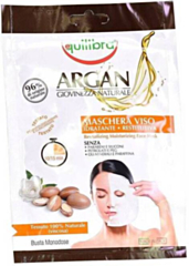 Maschera Viso Idratante Monodose Equilibra Argan, Tessuto Restitutivo 20g - Trattamento Intensivo Pelle Radiosa