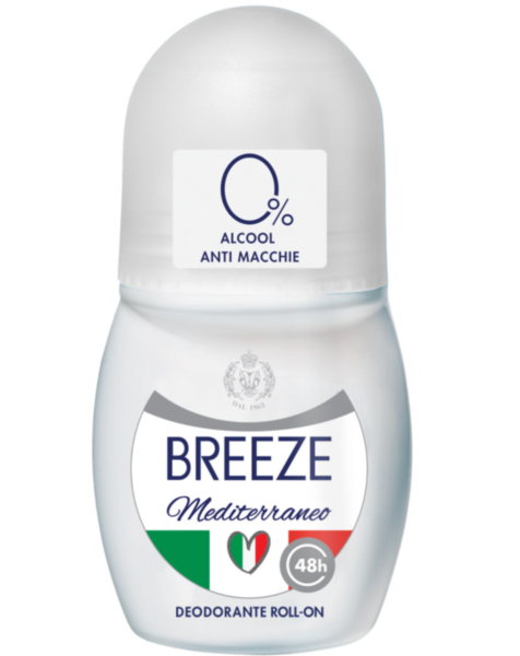 Deodorante Roll-On Breeze Mediterraneo, Antitraspirante Efficace 50ml - Freschezza Duratura