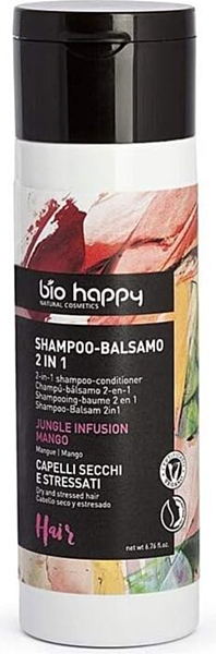Shampoo Balsamo 2 in 1 Bio Happy Mango Jungle Infusion 200 ml - Confezione da 6 Pezzi - Codice 39706
