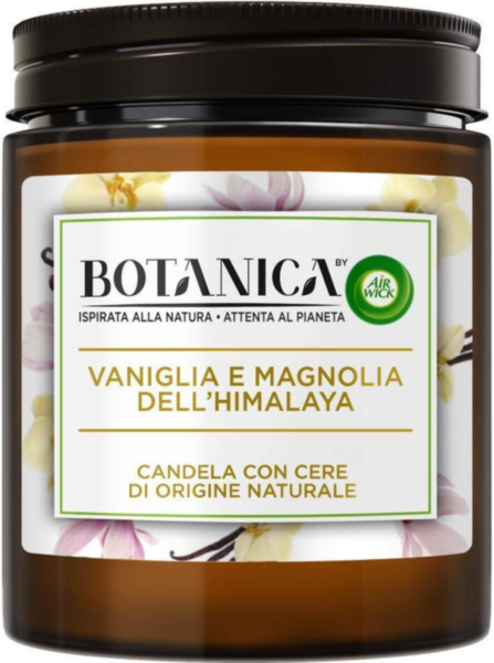 Candela Profumata Botanica by Air Wick, Vaniglia e Magnolia dell'Himalaya, 205g - Aroma Intenso e Naturale