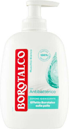 Sapone Liquido Igienizzante Borotalco con Antibatterico - Effetto Morbidezza Borotalco - Pelle Liscia e Vellutata - Profumo di Muschio Bianco - Rispetta il pH Naturale - Bottiglia da 250 ml in 100% Plastica Riciclata - Confezione da 3 Pezzi