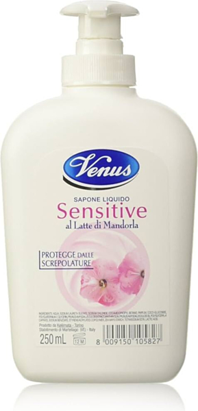 Sapone Liquido Delicato Venus Sensitive per Viso e Mani, 250 ml - Confezione da 12 Pezzi