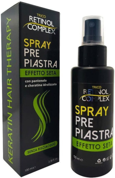 Spray Protettivo Pre Piastra Trico Retinol Complex Effetto Seta con Pantenolo e Cheratina Idrolizzata - 100 ml - Ideale per Capelli Lisci e Lucenti