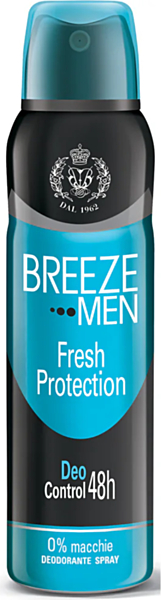 Deodorante Spray Breeze Men Fresh Protection, 150ml - Protezione Freschezza Duratura per Uomo