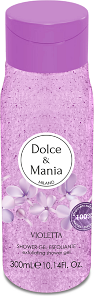 DOLCE & MANIA | Violetta Shower Gel Scrub, 300ml – Gel Doccia Esfoliante con Fragranza di Violetta, Idratante e Rimuove le Cellule Morte, Pelle Morbida e Profumata X 3 Pezzi