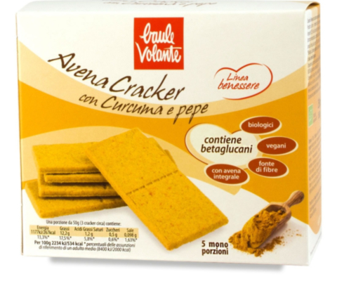 Avena cracker con curcuma e pepe - linea benessere 5x50 g BIO 