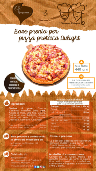 2 Basi pronte per pizza proteica Dulight - 440g