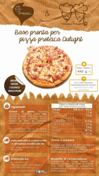 3 Basi pronte per pizza proteica Dulight - 440g