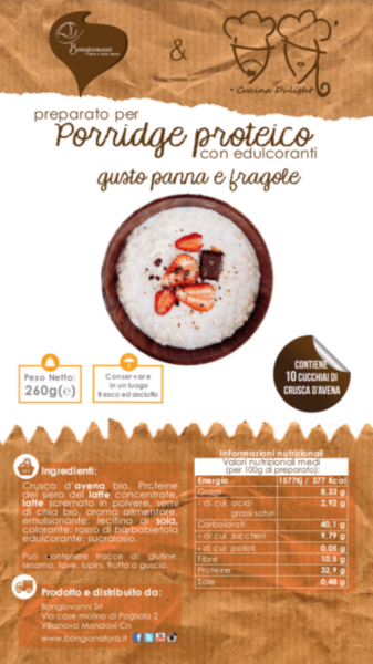 Preparato Dulight per Porridge Gusto Panna e Fragola 260g 