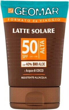 Geomar Bio Latte Solare Protezione Alta F.P. 10, Formato da Viaggio 75ml - Crema Solare Biologica
