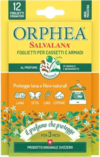 Orphea Salvalana Antitarme x12 Profumo Sandalo e Bergamotto: Protezione Efficiente e Duratura per Tessuti