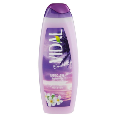 Bagnoschiuma Vidal Emotions Exotic Love con Fiori di Tiaré - Formula Rivitalizzante, Dermatologicamente Testato, 500ml