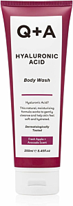 Gel Doccia all'Acido Ialuronico di Q+A, un eccellente idratante che rivitalizza la pelle secca del viso e del corpo, 250ml