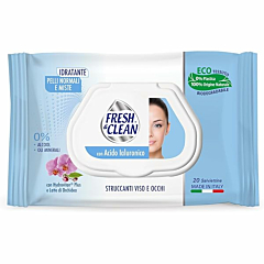 Fresh & Clean - Salviettine Struccanti, Pelli Normali, con Acido Ialuronico, Tessuto 100% Origine Naturale, Senza Alcool e Oli minerali, 48 pezzi