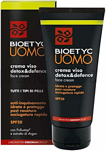 Crema Viso Detox BIOETYC UOMO Maxi 50 ml con Aloe Vera Naturale - Confezione da 3 Pezzi da 200 g ciascuno