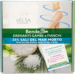 BENDESlim DRENANTI AI SALI DEL MAR MORTO, ANTICELLULITE, BENDAGGI ESTETICI PER GAMBE, FIANCHI E PANCIA. 2 BENDE DA 250 ML CON PANTALONE IN CARTENE E SLIP MONOUSO OMAGGIO
