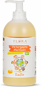 FLORA Detergente Multiuso BimBìo BDIH-CODEX-DEMETER-COSMOS-BIO 500 ml Igiene quotidiana per mani sederino corpo e capelli