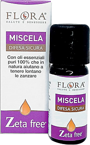 FLORA Zeta free Miscela Difesa Sicura, 10 ml Per un’estate serena, liberi dalle zanzare Per ambienti rinfrescante e protettiva Miscela di oli essenziali 100% puri, naturali e totali