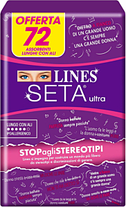 LINES SETA Assorbenti Ultra Lungo con Ali, PACCO SCORTA, Confezione da 72 Pezzi
