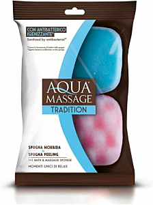 Aqua Massage Tradition Sanfter Weichschwamm und Peeling-Schwamm im Doppelpack, 1er Pack mit 2 Schwämmen