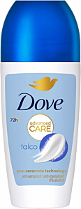 Dove, Deodorante Roll On Advanced Care Talco, Deodorante Antitraspirante, Formula Delicata Con Tripla Azione Idratante, Protezione Fino a 48 Ore, Deodorante Uomo e Donna, 6 Pezzi da 50 ml