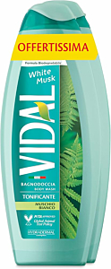 Vidal - Bagnoschiuma White Musk, Formula Tonificante, Fragranza Muschio Bianco, Dermatologicamente Testato, 500ml