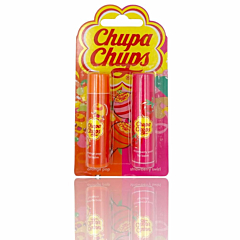Set Balsamo per le Labbra Chupa Chups Aroma Arancia e Fragola - Confezione da 2 Pezzi