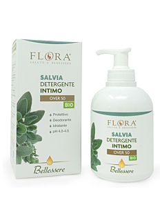 FLORA Bellessere Detergente Intimo Salvia pH 4.0-4.5 - 250 ml Con estratto e olio essenziale 100% puro naturale e totale di salvia