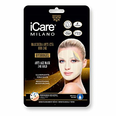 iCare Maschera Anti-Età Oro 24k Hydrogel - Effetto Lifting, con Acido Ialuronico, Collagene e Vitamina E, Monouso, Brevettato per azione Antiaging, Antiossidante, Idratante, Elasticizzante