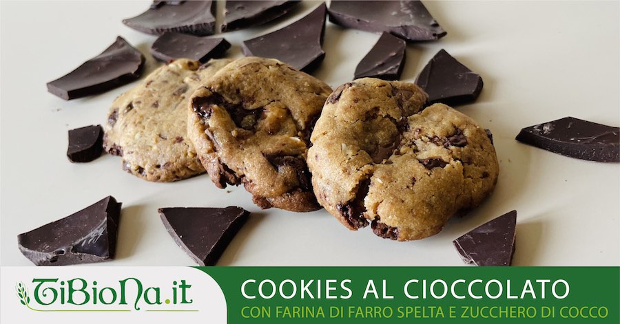 Cookies al cioccolato  con farina di farro spelta e zucchero di cocco